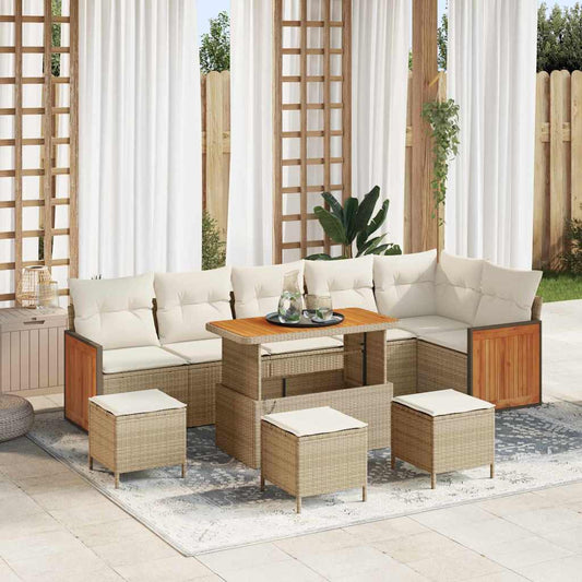 Garten-Sofa-Set 10 pcs Beige, Creme 110 x 55 x 71 cm