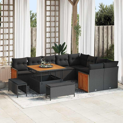 Garten-Sofa-Set 12 pcs Schwarz Poly-Rattan