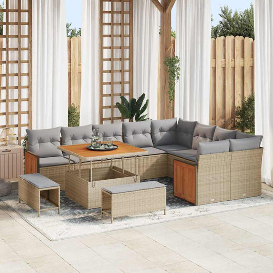 Garten-Sofa-Set 12 pcs Beige, Hellgrau 100 x 100 x 71 cm