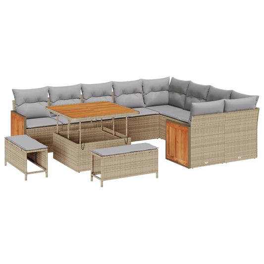 Garten-Sofa-Set 12 pcs Beige, Hellgrau 100 x 100 x 71 cm