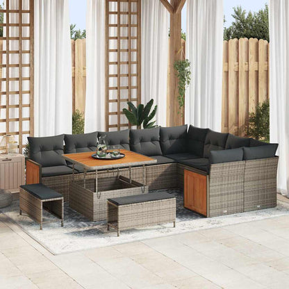 Garten-Sofa-Set 12 pcs Grau, Dunkelgrau 100 x 100 x 71 cm