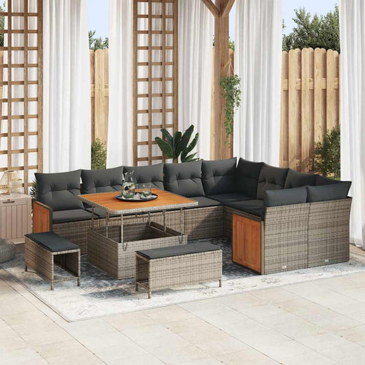 Garten-Sofa-Set 12 pcs Grau, Dunkelgrau 100 x 100 x 71 cm