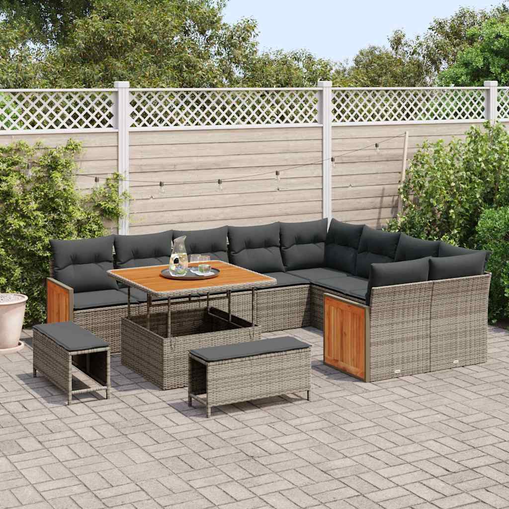 Garten-Sofa-Set 12 pcs Grau Dunkelgrau 100 x 100 x 71 cm