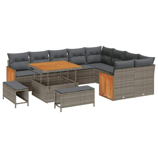 Garten-Sofa-Set 12 pcs Grau, Dunkelgrau 100 x 100 x 71 cm