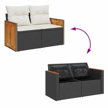 Garten-Sofa-Set 12 pcs Schwarz, Creme 90 x 55 x 71 cm