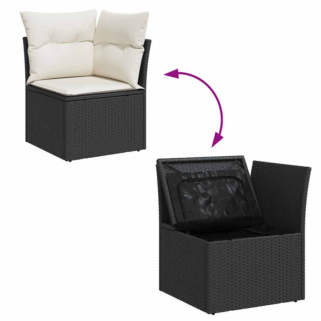 Garten-Sofa-Set 12 pcs Schwarz, Creme 90 x 55 x 71 cm