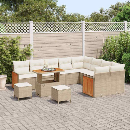 Garten-Sofa-Set 12 pcs Beige und Creme Poly-Rattan
