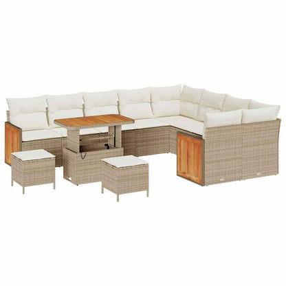 Garten-Sofa-Set 12 pcs Beige und Creme Poly-Rattan