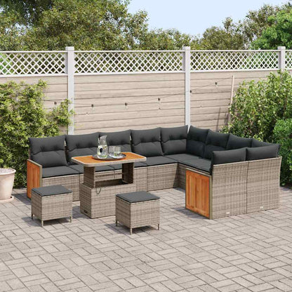 Garten-Sofa-Set 12 pcs Grau Poly-Rattan