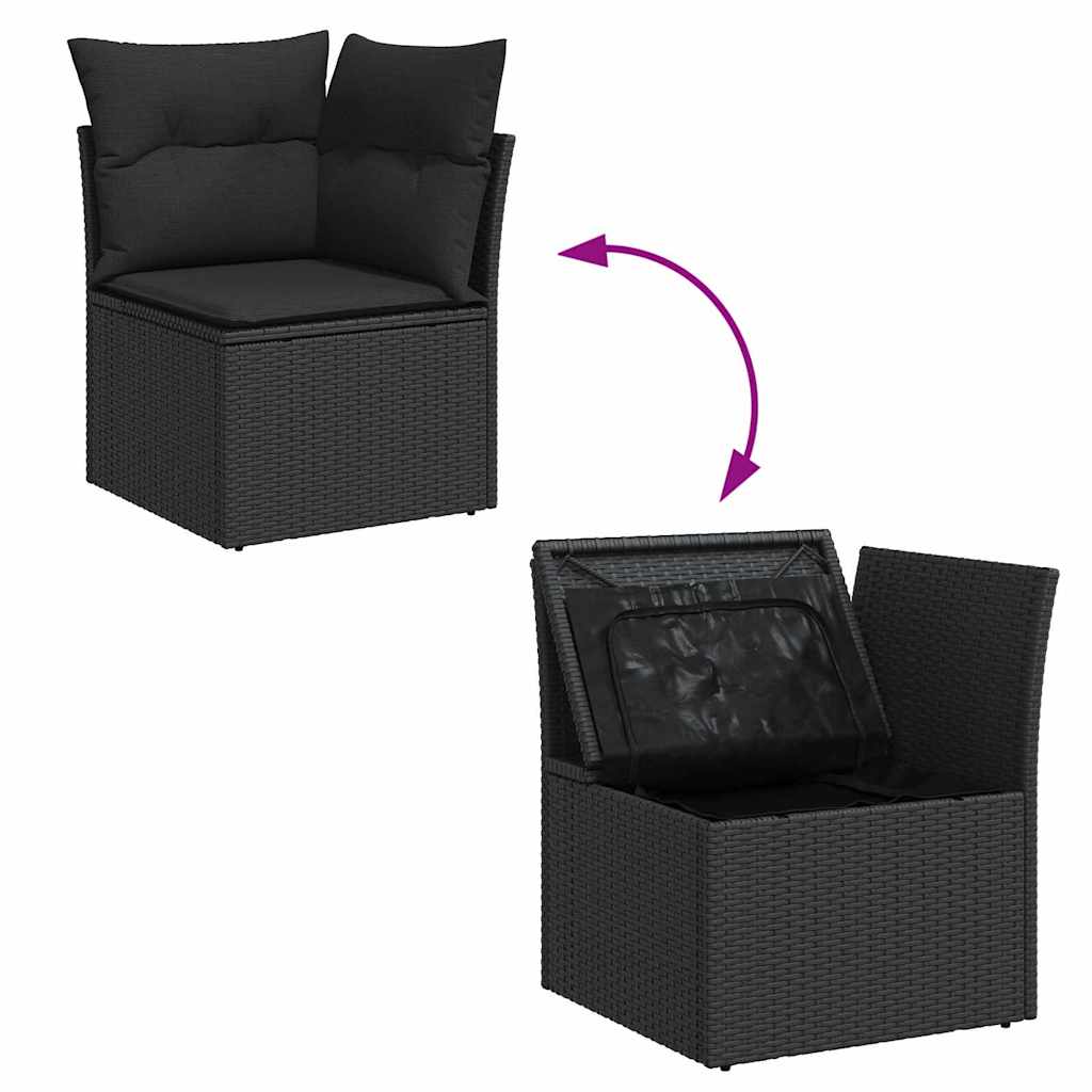 Garten-Sofa-Set 13 pcs Schwarz 110 x 55 x 71 cm Poly-Rattan