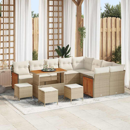 Garten-Sofa-Set 13 pcs Beige und Creme Poly-Rattan