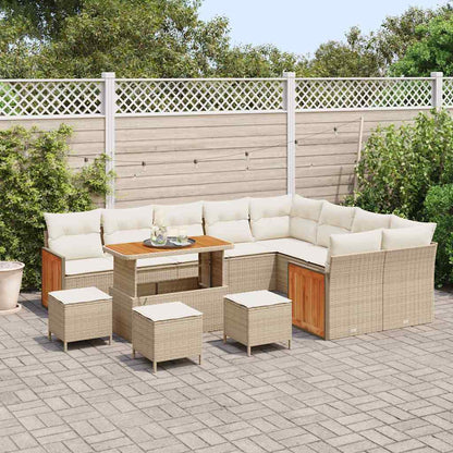 Garten-Sofa-Set 13 pcs Beige und Creme Poly-Rattan
