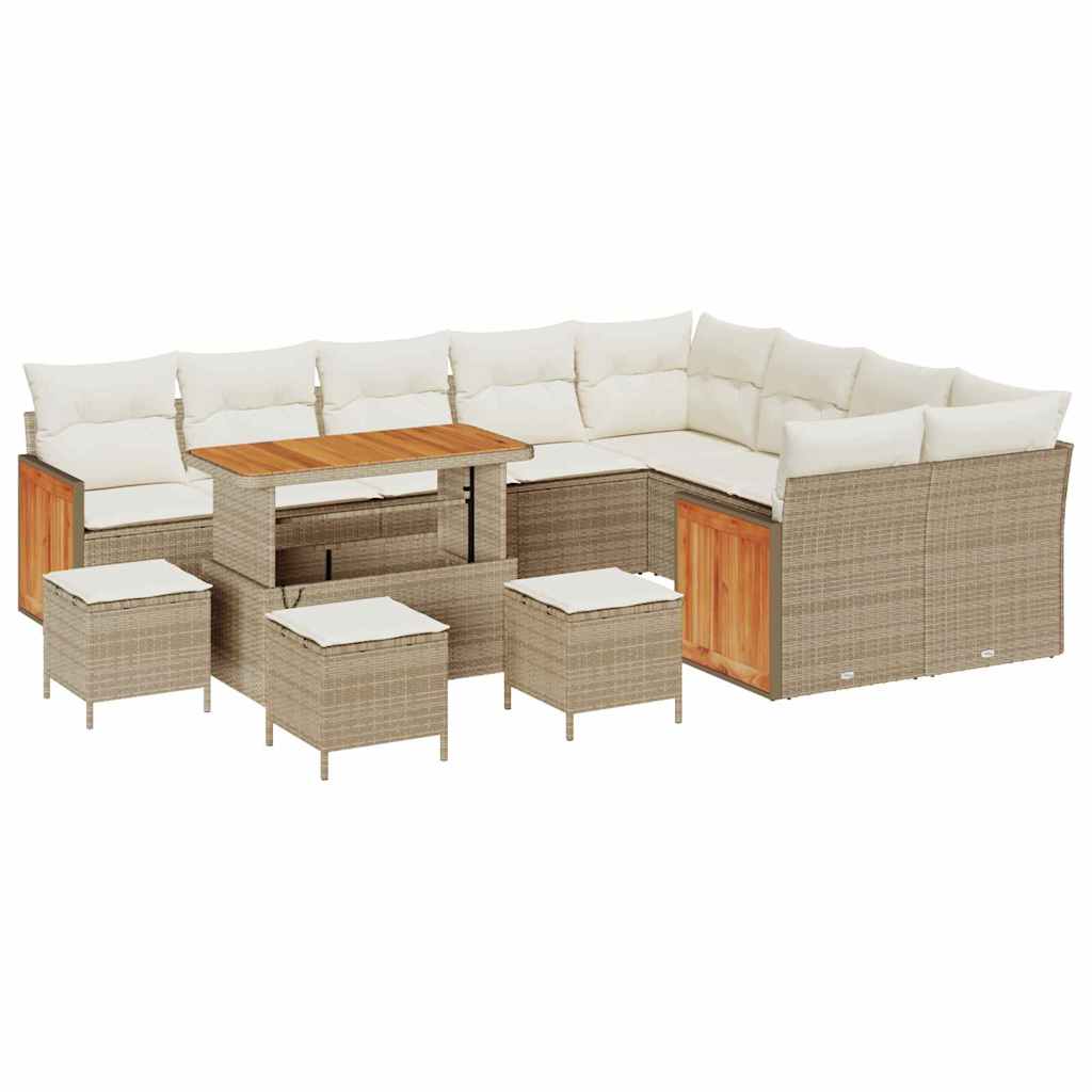 Garten-Sofa-Set 13 pcs Beige und Creme Poly-Rattan