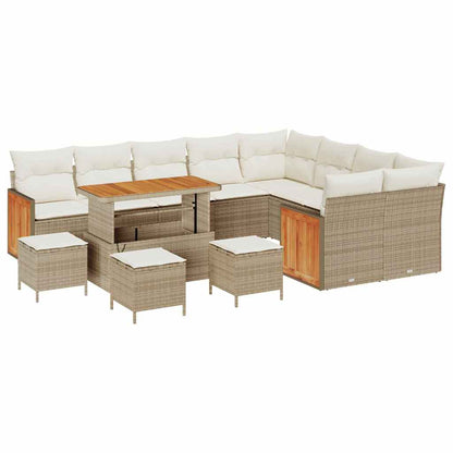 Garten-Sofa-Set 13 pcs Beige und Creme Poly-Rattan