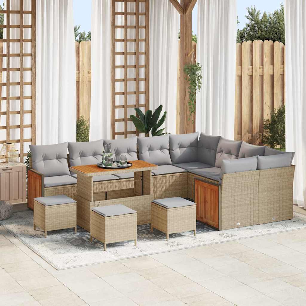 Garten-Sofa-Set 13 pcs Beige, Hellgrau 110 x 55 x 71 cm