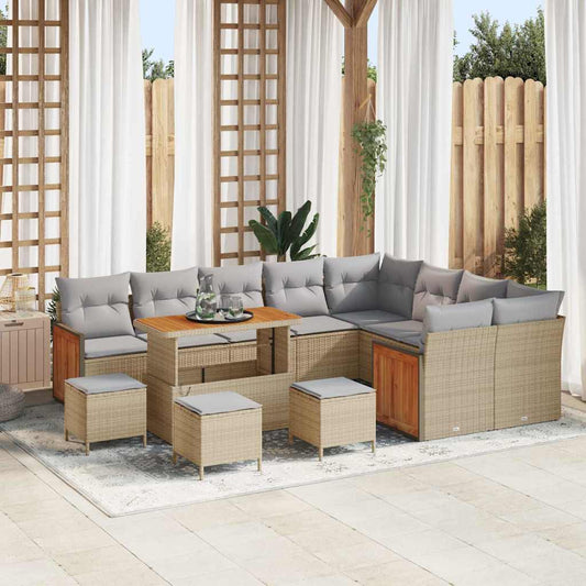 Garten-Sofa-Set 13 pcs Beige, Hellgrau 110 x 55 x 71 cm