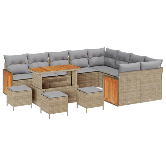Garten-Sofa-Set 13 pcs Beige, Hellgrau 110 x 55 x 71 cm