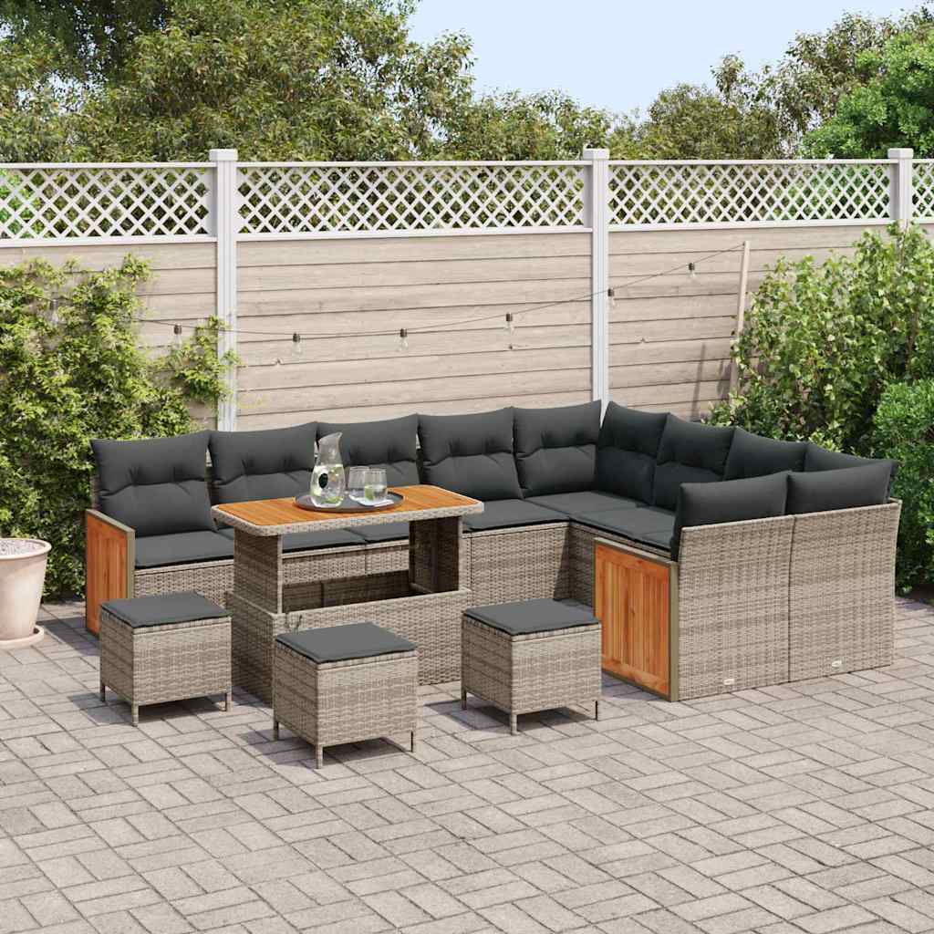 Garten-Sofa-Set 13 pcs Grau Dunkelgrau Poly-Rattan