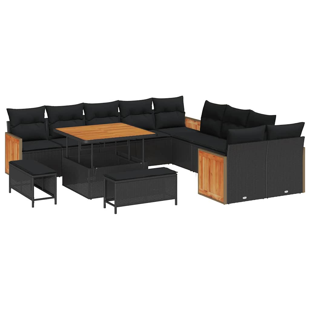 Garten-Sofa-Set 13 pcs Schwarz 100 x 100 x 71 cm Poly-Rattan