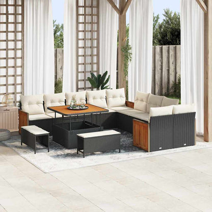 Garten-Sofa-Set 13 pcs Schwarz, Creme 100 x 100 x 71 cm