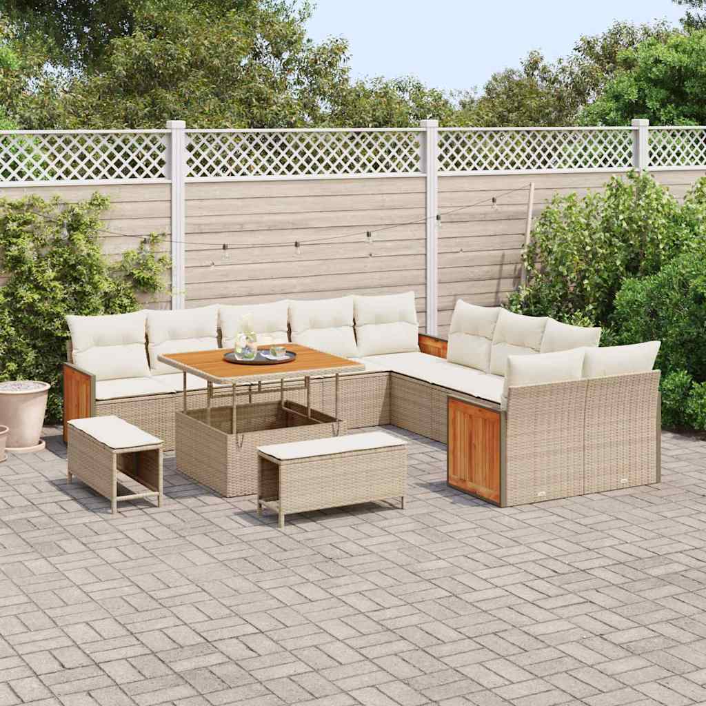 Garten-Sofa-Set 13 pcs Beige und Creme 100 x 100 x 71 cm
