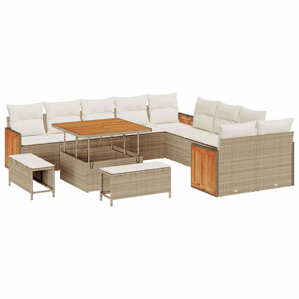 Garten-Sofa-Set 13 pcs Beige und Creme 100 x 100 x 71 cm