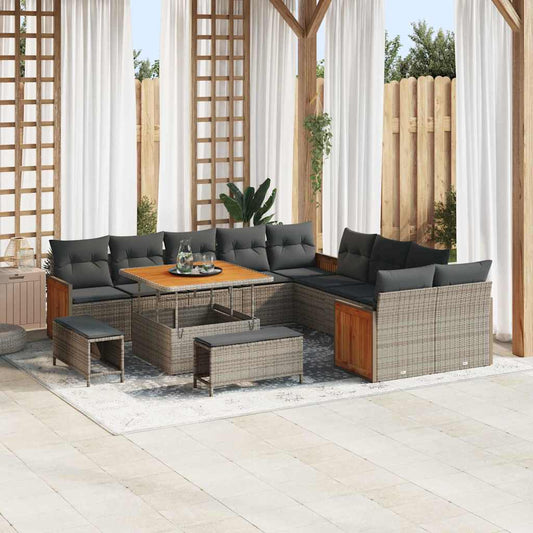 Garten-Sofa-Set 13 pcs Grau, Dunkelgrau 100 x 100 x 71 cm