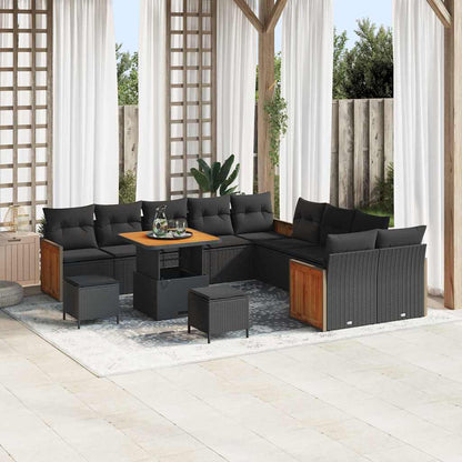 Garten-Sofa-Set 13 pcs Schwarz 80 x 80 x 71 cm Poly-Rattan
