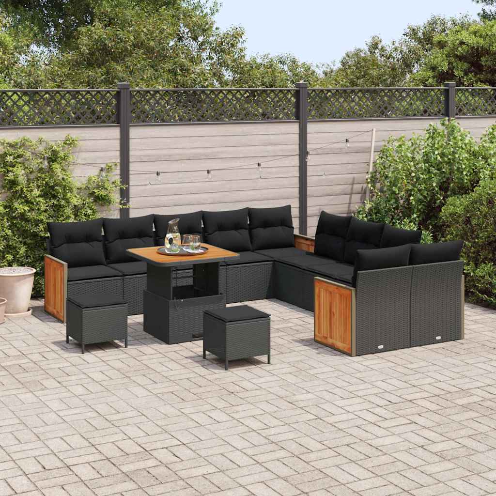 Garten-Sofa-Set 13 pcs Schwarz 80 x 80 x 71 cm Poly-Rattan
