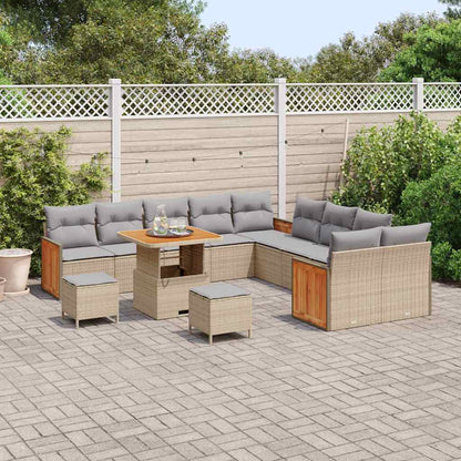Garten-Sofa-Set 13 pcs Beige und Hellgrau 80 x 80 x 71 cm