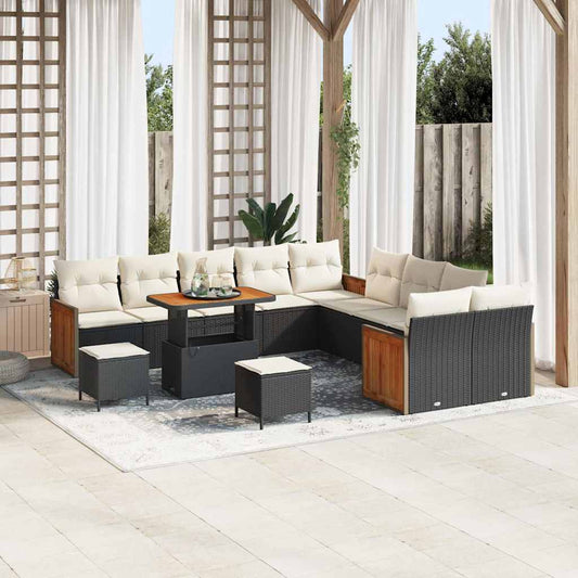 Garten-Sofa-Set 13 pcs Schwarz, Creme 90 x 55 x 71 cm