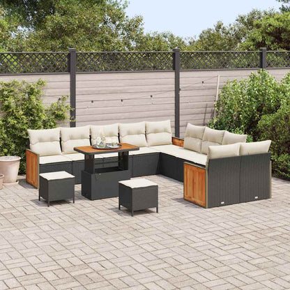 Garten-Sofa-Set 13 pcs Schwarz und Creme 90 x 55 x 71 cm