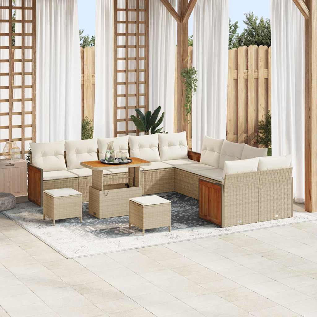 Garten-Sofa-Set 13 pcs Beige, Creme 90 x 55 x 71 cm Poly-Rattan