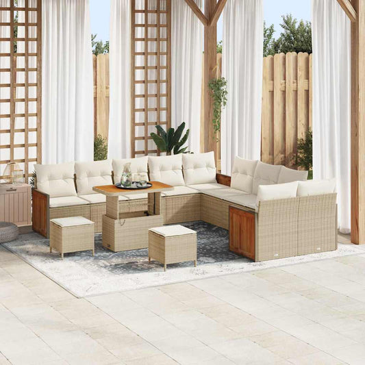Garten-Sofa-Set 13 pcs Beige, Creme 90 x 55 x 71 cm Poly-Rattan