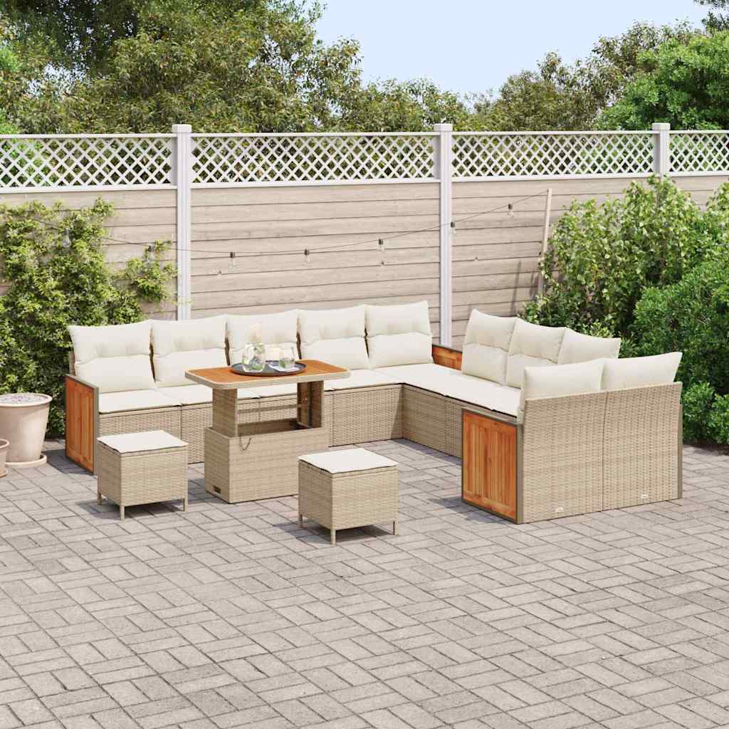 Garten-Sofa-Set 13 pcs Beige, Creme 90 x 55 x 71 cm Poly-Rattan