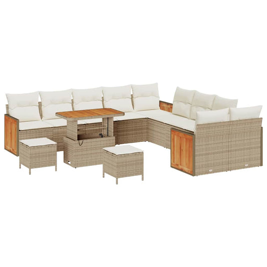 Garten-Sofa-Set 13 pcs Beige, Creme 90 x 55 x 71 cm Poly-Rattan