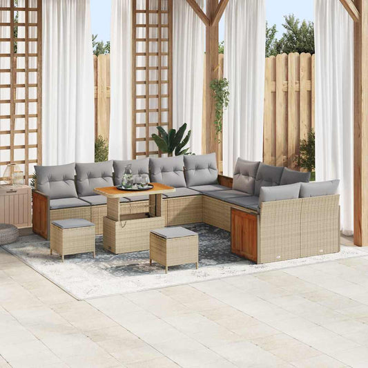 Garten-Sofa-Set 13 pcs Beige 90 x 55 x 71 cm Poly-Rattan