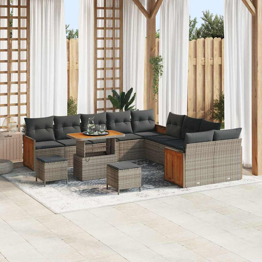 Garten-Sofa-Set 13 pcs Grau, Dunkelgrau 90 x 55 x 71 cm
