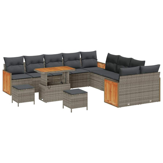 Garten-Sofa-Set 13 pcs Grau Dunkelgrau 90 x 55 x 71 cm