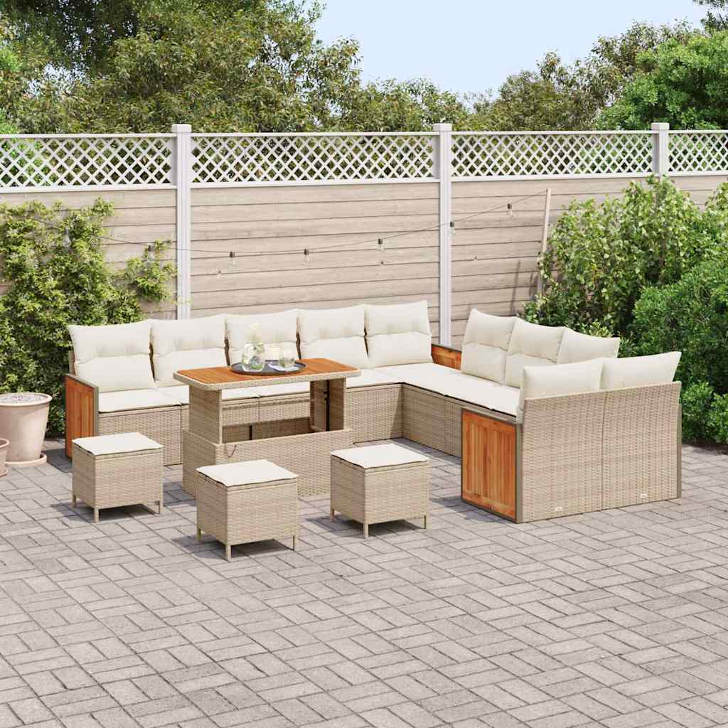Garten-Sofa-Set 14 pcs Beige, Creme 110 x 55 x 71 cm