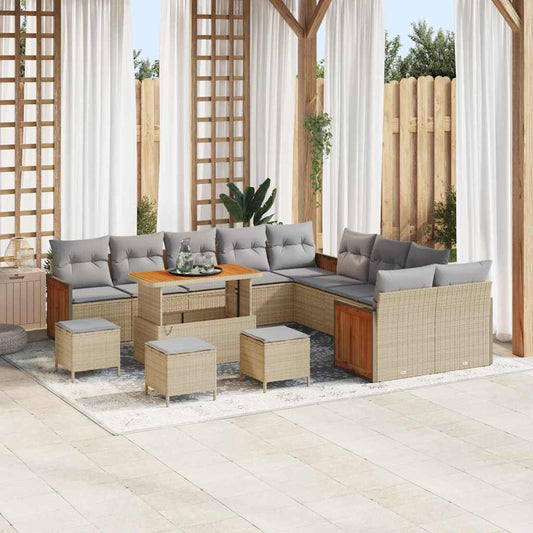 Garten-Sofa-Set 14 pcs Beige, Hellgrau 110 x 55 x 71 cm