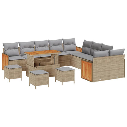 Garten-Sofa-Set 14 pcs Beige und Hellgrau 110 x 55 x 71 cm