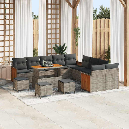 Garten-Sofa-Set 14 pcs Grau, Dunkelgrau 110 x 55 x 71 cm