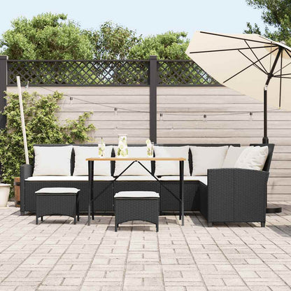 4-delt sæt Havesofasæt med puder L-form sort polyrattan