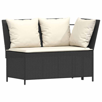 4-delt sæt Havesofasæt med puder L-form sort polyrattan