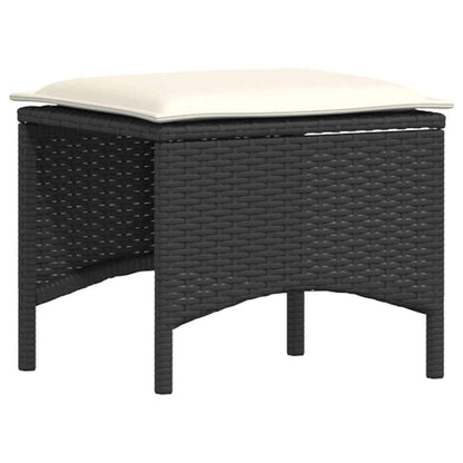 4-delt sæt Havesofasæt med puder L-form sort polyrattan