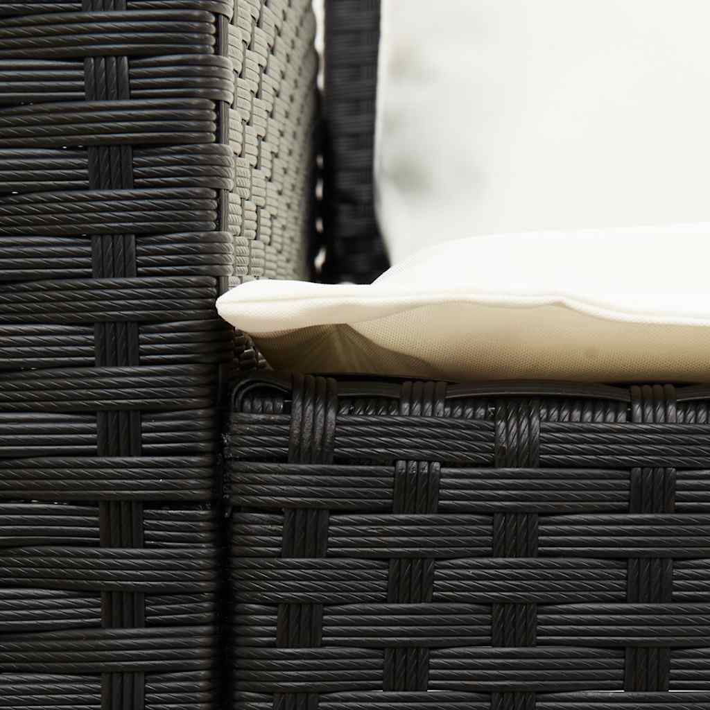 4-delt sæt Havesofasæt med puder L-form sort polyrattan