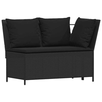 4tlg. Garten-Sofagarnitur mit Kissen L-Form Schwarz Poly Rattan