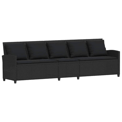 4tlg. Garten-Sofagarnitur mit Kissen L-Form Schwarz Poly Rattan