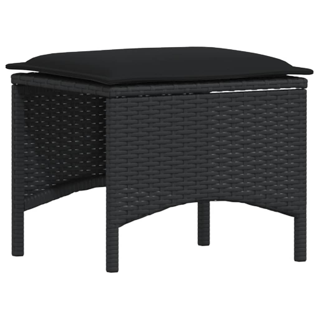 4tlg. Garten-Sofagarnitur mit Kissen L-Form Schwarz Poly Rattan